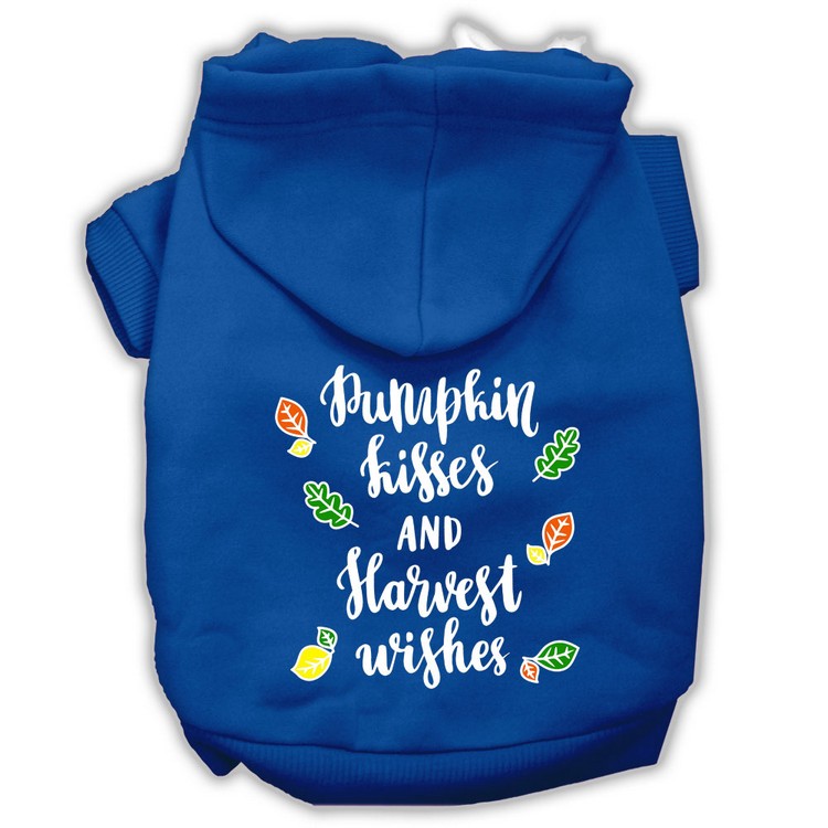 Pumpkin Kisses Screenprint Dog Hoodie Blue L